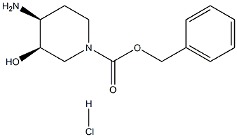 (3R,4S)-4-Amino-3-hydroxy-piperidine-1-carboxylic acid benzyl ester hydrochloride 化学構造式