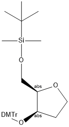 (((2R,3R)-3-(bis(4-methoxyphenyl)(phenyl)methoxy)tetrahydrofuran-2-yl)methoxy)(tert-butyl)dimethylsilane 结构式