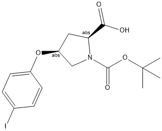 (2S,4S)-1-(tert-butoxycarbonyl)-4-(4-iodophenoxy)pyrrolidine-2-carboxylic acid Structure