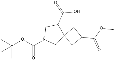 6-(tert-butoxycarbonyl)-2-(methoxycarbonyl)-6-azaspiro[3.4]octane-8-carboxylic acid Struktur