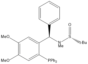 [S(R)]-N-[(R)-[2-(二苯基膦)-4,5-二甲氧基苯基](4-苯基)甲基]-N-甲基-2-叔丁基亚磺酰胺, , 结构式