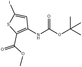 3-((叔丁氧基羰基)氨基)-5-碘噻吩-2-羧酸甲酯,1007171-35-8,结构式