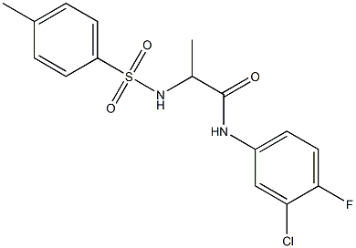 N-(3-chloro-4-fluorophenyl)-2-{[(4-methylphenyl)sulfonyl]amino}propanamide Structure