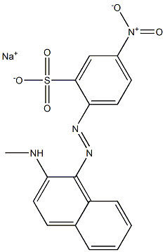 Benzenesulfonic acid, 2-[[2-(methylamino)-1-naphthalenyl]azo]-5-nitro-, monosodium salt 化学構造式