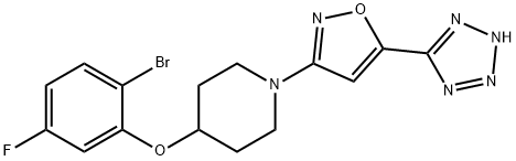 4-(2-溴-5-氟苯氧基)-1-[5-(2H-四唑-5-基)-3-唑基]哌啶, 1030613-40-1, 结构式