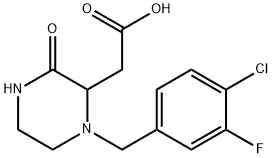 2-[1-(4-chloro-3-fluorobenzyl)-3-oxo-2-piperazinyl]acetic acid Struktur