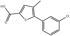 5-(3-chlorophenyl)-4-methylthiophene-2-carboxylic acid 化学構造式