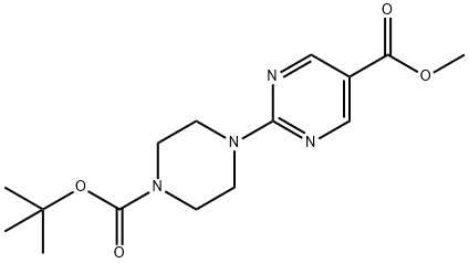 methyl 2-(4-(tert-butoxycarbonyl)piperazin-1-yl)pyrimidine-5-carboxylate,1057682-17-3,结构式