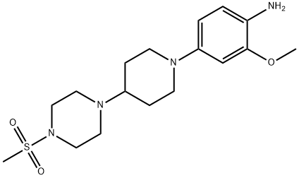 2-(methyloxy)-4-{4-[4-(methylsulfonyl)-1-piperazinyl]-1-piperidinyl}aniline 化学構造式