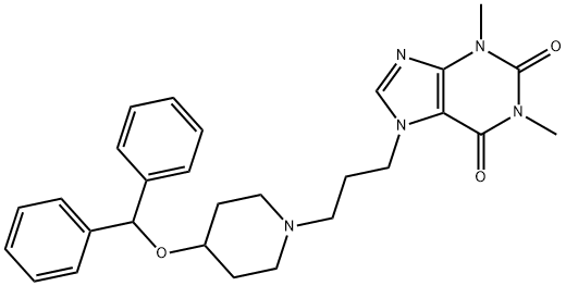 3,7-Dihydro-1,3-dimethyl-7-[3-[4-(diphenylmethoxy)-1-piperidinyl]propyl]-1H-purine-2,6-dione Struktur