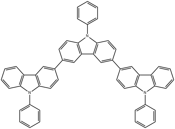 3,3':6',3''-Ter-9H-carbazole, 9,9',9''-triphenyl-
|3,6-双(9-苯基-9H-咔唑-3-基)-9-苯基-9H-咔唑