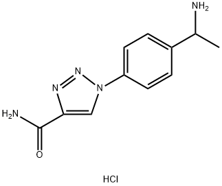 1-[4-(1-aminoethyl)phenyl]-1H-1,2,3-triazole-4-carboxamide hydrochloride Struktur