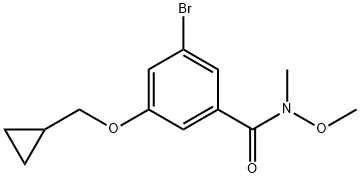 3-Bromo-5-cyclopropylmethoxy-N-methoxy-N-methylbenzamide 结构式