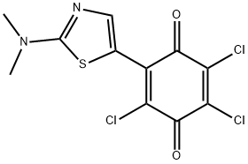 2,3,5-trichloro-6-[2-(dimethylamino)-1,3-thiazol-5-yl]benzo-1,4-quinone Struktur