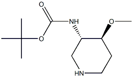 tert-butyl N-[trans-4-methoxypiperidin-3-yl]carbamate 化学構造式