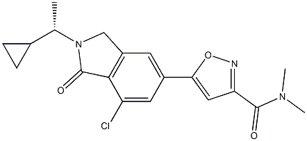 5-{7-chloro-2-[(1S)-1-cyclopropylethyl]-1-oxo-2,3-dihydro-1H-isoindol-5-yl}-N,N-dimethyl-1,2-oxazole-3-carboxamide Struktur