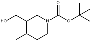 1-Piperidinecarboxylic acid, 3-(hydroxymethyl)-4-methyl-, 1,1-dimethylethyl ester Struktur