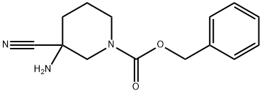 1-Piperidinecarboxylic acid, 3-amino-3-cyano-, phenylmethyl ester 结构式