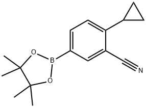 2-cyclopropyl-5-(4,4,5,5-tetramethyl-1,3,2-dioxaborolan-2-yl)benzonitrile 结构式