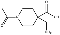 1-Acetyl-4-(aminomethyl)piperidine-4-carboxylic acid 化学構造式