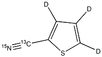 2-(Cyano-13C,15N)thiophene-D3,1227959-27-4,结构式