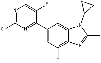 1H-Benzimidazole, 6-(2-chloro-5-fluoro-4-pyrimidinyl)-1-cyclopropyl-4-fluoro-2-methyl- Structure
