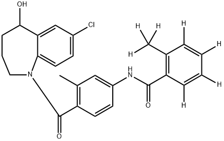 N-[4-(7-chloro-5-hydroxy-2,3,4,5-tetrahydro-1-benzazepine-1-carbonyl)-3-methylphenyl]-2,3,4,5-tetradeuterio-6-(trideuteriomethyl)benzamide 化学構造式