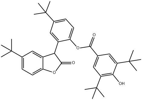 4-tert-butyl-2-(5-tert-butyl-2-oxo-2,3-dihydro-1-benzofuran-3-yl)phenyl 3,5-di-tert-butyl-4-hydroxybenzoate Struktur