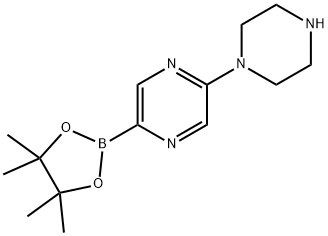 2-(piperazin-1-yl)-5-(4,4,5,5-tetramethyl-1,3,2-dioxaborolan-2-yl)pyrazine Struktur