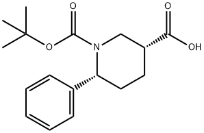 1,3-Piperidinedicarboxylic acid, 6-phenyl-, 1-(1,1-dimethylethyl) ester, (3R,6R)- Structure