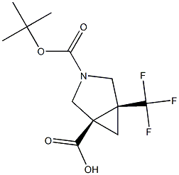 (1R,5S)-3-(tert-butoxycarbonyl)-5-(trifluoromethyl)-3-azabicyclo[3.1.0]hexane-1-carboxylic acid Structure