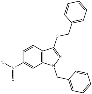 1-benzyl-3-(benzyloxy)-6-nitro-1H-indazole 化学構造式