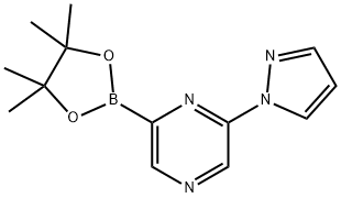 2-(1H-pyrazol-1-yl)-6-(4,4,5,5-tetramethyl-1,3,2-dioxaborolan-2-yl)pyrazine 化学構造式