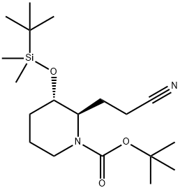 TERT-BUTYL (2R,3S)-2-(3-AMINOPROPYL)-3-((TERT-BUTYLDIMETHYLSILYL)OXY)PIPERIDINE-1-CARBOXYLATE 结构式