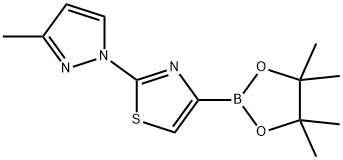 2-(3-methyl-1H-pyrazol-1-yl)-4-(4,4,5,5-tetramethyl-1,3,2-dioxaborolan-2-yl)thiazole 化学構造式