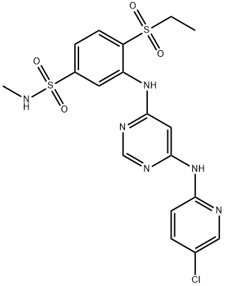 3-((6-((5-chloropyridin-2-yl)amino)pyrimidin-4-yl)amino)-4-(ethylsulfonyl)-N-methylbenzenesulfonamide,1316059-00-3,结构式
