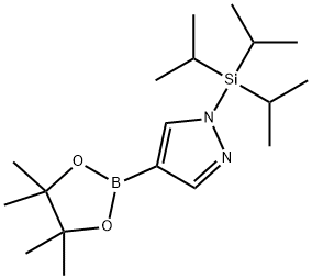 tri(propan-2-yl)-[4-(4,4,5,5-tetramethyl-1,3,2-dioxaborolan-2-yl)pyrazol-1-yl]silane Struktur
