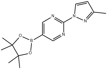 2-(3-methyl-1H-pyrazol-1-yl)-5-(4,4,5,5-tetramethyl-1,3,2-dioxaborolan-2-yl)pyrimidine Structure