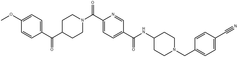 3-Pyridinecarboxamide, N-[1-[(4-cyanophenyl)methyl]-4-piperidinyl]-6-[[4-(4-methoxybenzoyl)-1-piperidinyl]carbonyl]- Structure