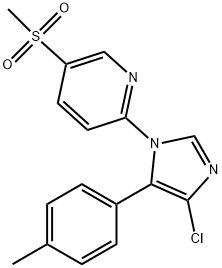 Pyridine, 2-[4-chloro-5-(4-methylphenyl)-1H-imidazol-1-yl]-5-(methylsulfonyl)- 化学構造式