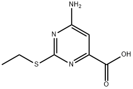 6-amino-2-(ethylsulfanyl)pyrimidine-4-carboxylic acid 化学構造式