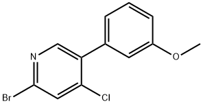 2-Bromo-4-chloro-5-(3-methoxyphenyl)pyridine, 1381937-79-6, 结构式