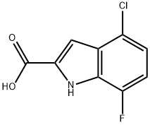 4-chloro-7-fluoro-1H-indole-2-carboxylic acid 化学構造式