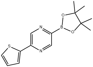 2-(4,4,5,5-tetramethyl-1,3,2-dioxaborolan-2-yl)-5-(thiophen-2-yl)pyrazine,1402165-84-7,结构式