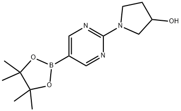 2-(3-Hydroxypyrrolidino)pyrimidine-5-boronic acid pinacol ester Structure