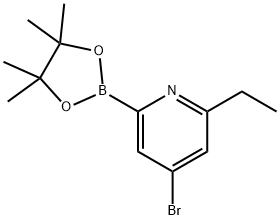 4-Bromo-6-ethylpyridine-2-boronic acid pinacol ester 化学構造式