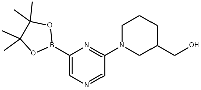 6-(3-HYDROXYMETHYLPIPERIDINO)PYRAZINE-2-BORONIC ACID PINACOL ESTER Struktur