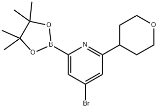 4-Bromo-6-(4-tetrahydropyranyl)pyridine-2-boronic acid pinacol ester,1402238-03-2,结构式