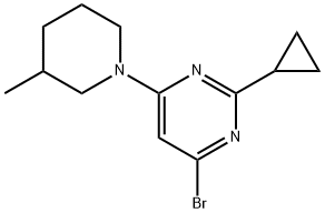 4-Bromo-2-cyclopropyl-6-(3-methylpiperidin-1-yl)pyrimidine Structure