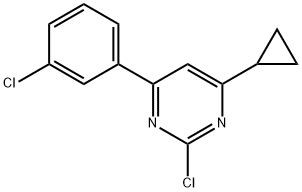 2-chloro-4-(3-chlorophenyl)-6-cyclopropylpyrimidine Struktur